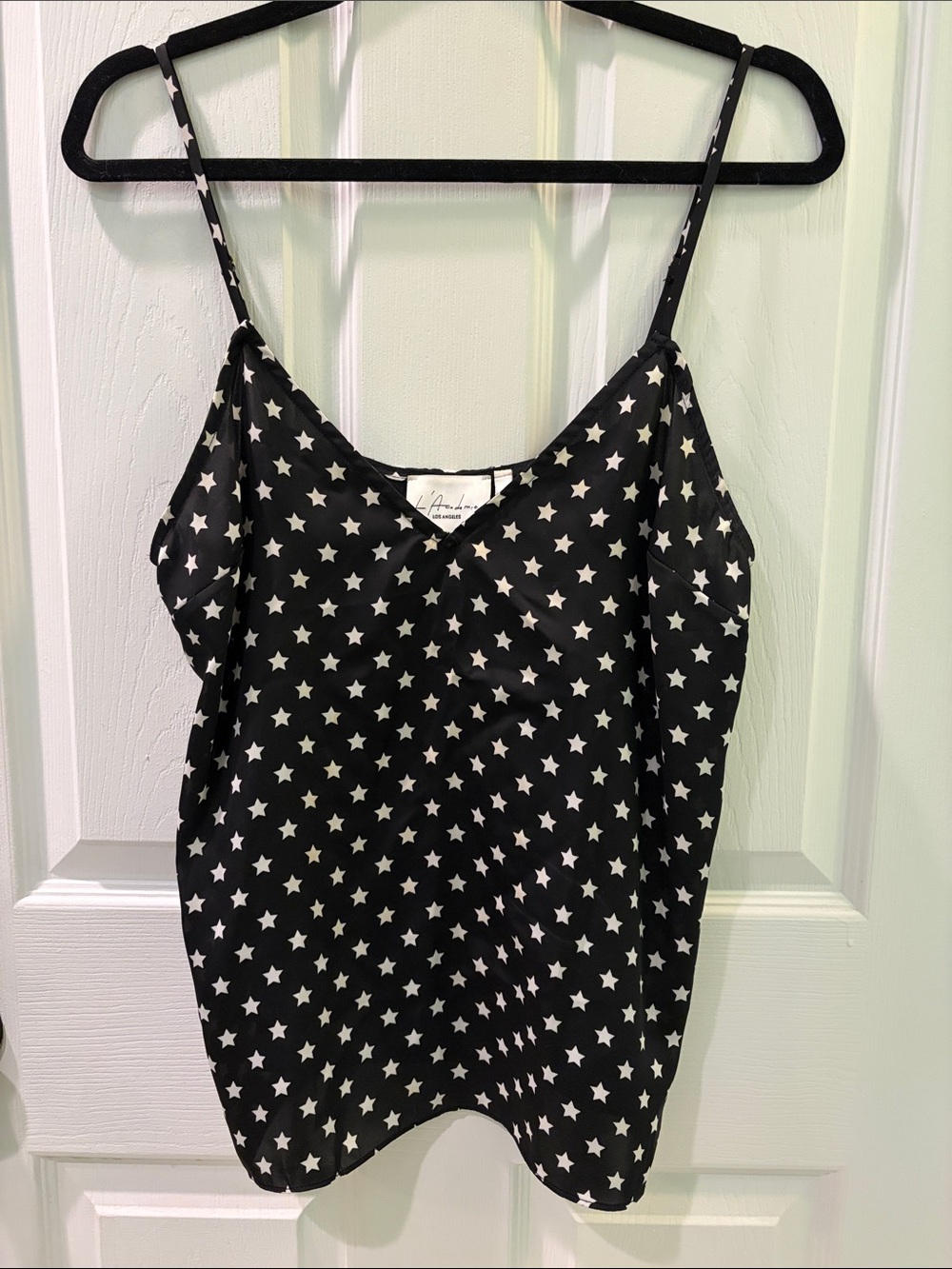 L'Academie Black Star-Print Spaghetti Strap Cami